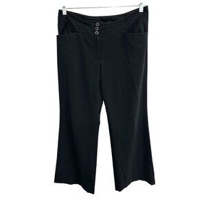 White House Black Market Womens Black Flared Pants Button Detail Size 10S